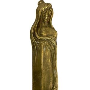 Vintage Brass Art Nouveau Letter Opener Female Woman Maiden Figure 1900's